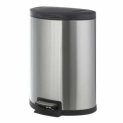 Round Stainless Steel Semi-Round Pedal Trash Bin, 45l