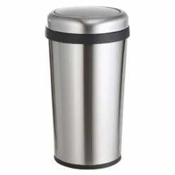 Round Stainless Steel Swing-Top Trash Bin, 45l