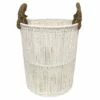 Round White Paper String Storage Basket, Small