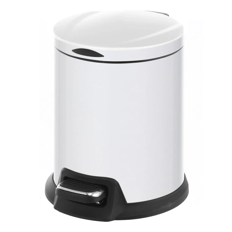 Round White Stainless Steel Pedal Bin, 5l 2 Round White Stainless Steel Pedal Bin, 5l - Image 2