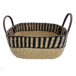 Seagrass Basket With Blue Strap Accent, Large