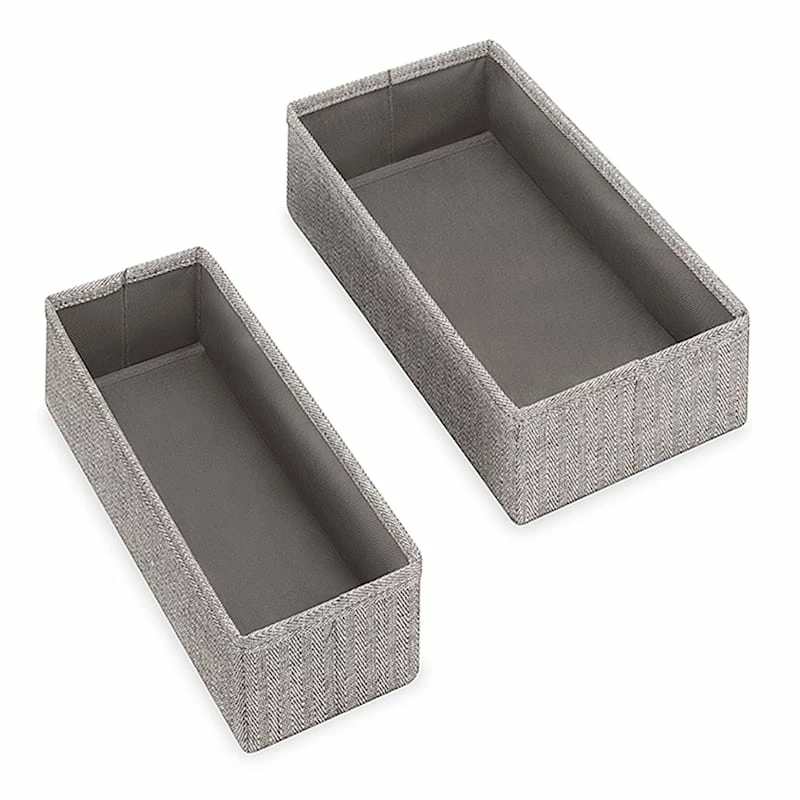 Set Of 4 Fabric Drawer Organizers, Black Herringbone 3 Set Of 4 Fabric Drawer Organizers, Black Herringbone - Image 3