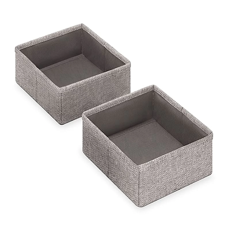 Set Of 4 Fabric Drawer Organizers, Black Herringbone 4 Set Of 4 Fabric Drawer Organizers, Black Herringbone - Image 4