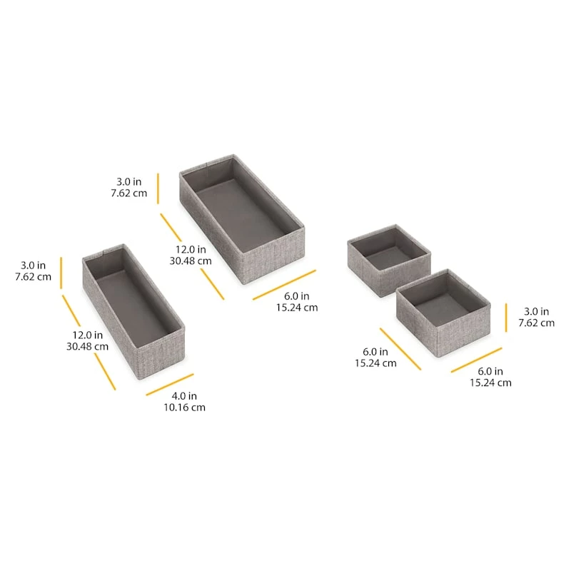 Set Of 4 Fabric Drawer Organizers, Black Herringbone 7 Set Of 4 Fabric Drawer Organizers, Black Herringbone - Image 7