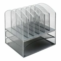 Silver Metal Mesh File Rack Tray