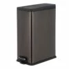 Slim Black Stainless Steel Rectangle Pedal Trash Bin, 45l