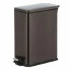 Slim Rectangle Black Stainless Steel Pedal Bin, 9.7l