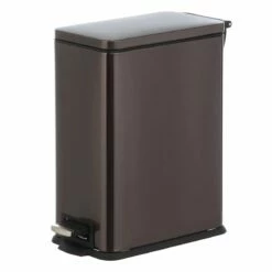 Slim Rectangle Black Stainless Steel Pedal Bin, 9.7l