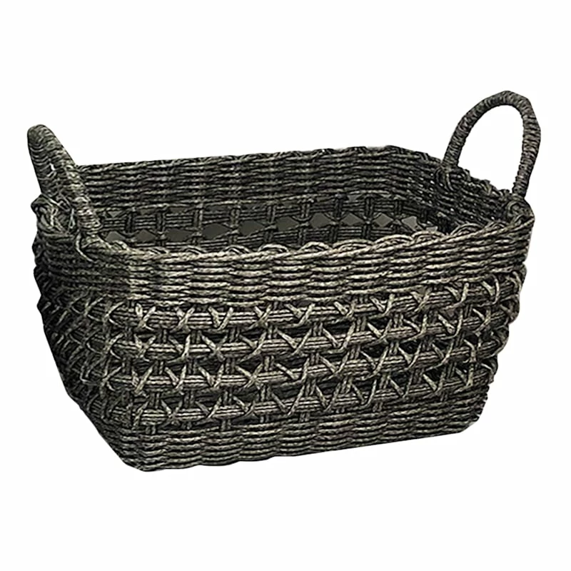 Small Grey Rectangle Pp Woven Basket 1 Small Grey Rectangle Pp Woven Basket