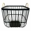 Square Black Metal Storage Basket With Handles, Medium