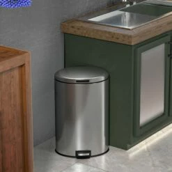 Stainless Steel Oval Pedal Trash Bin, 45l -comprehensive Shop stainless steel oval pedal trash bin 45l 3