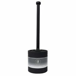 Steel Toilet Brush W Open Holder Black