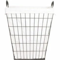 Tapered Metal Wire Laundry Hamper With Removable Liner, Brown