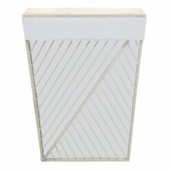 Tapered White Wood Rectangle Laundry Hamper