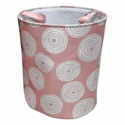Tiny Dreamers Aussie Pink Circle Laundry Hamper, Large