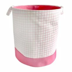 Tiny Dreamers Gingham Pink Laundry Hamper, Large