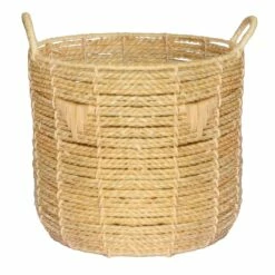 Tracey Boyd Braided Round Basket With Triangle Accents, Medium