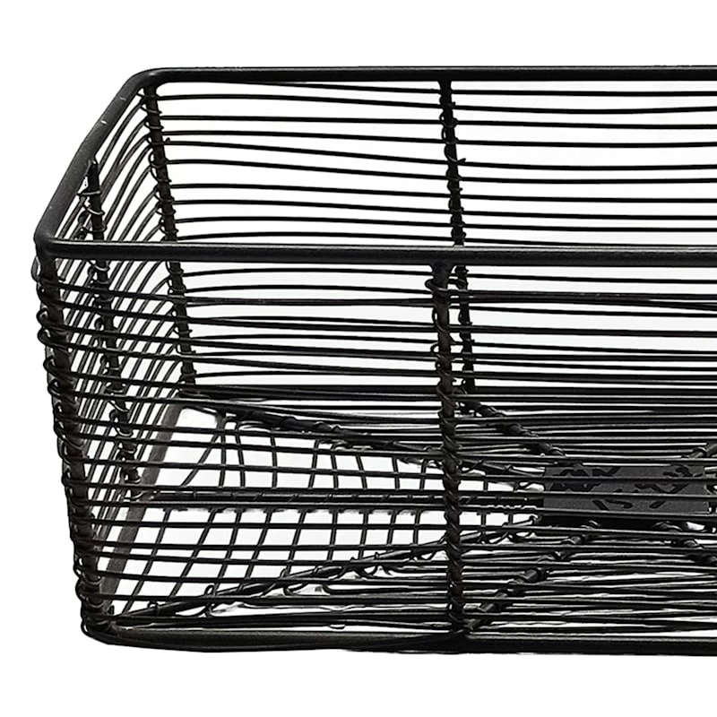 Tracey Boyd Charcoal Grey Rectangle Metal Storage Basket, Medium 2 Tracey Boyd Charcoal Grey Rectangle Metal Storage Basket, Medium - Image 2