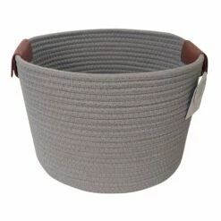 Trist Grey Round Storage Bin, Large