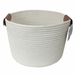 Trist White Tall Round Storage Bin, Large