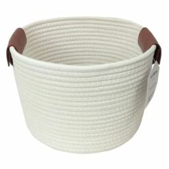 Trist White Tall Round Storage Bin, Medium