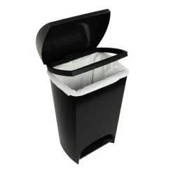 Two-Step Black Trash Can, 12gal -comprehensive Shop two step black trash can 12gal 2