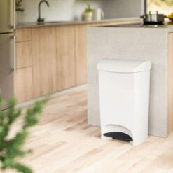 Two-Step White Trash Can, 12gal -comprehensive Shop two step white trash can 12gal 5