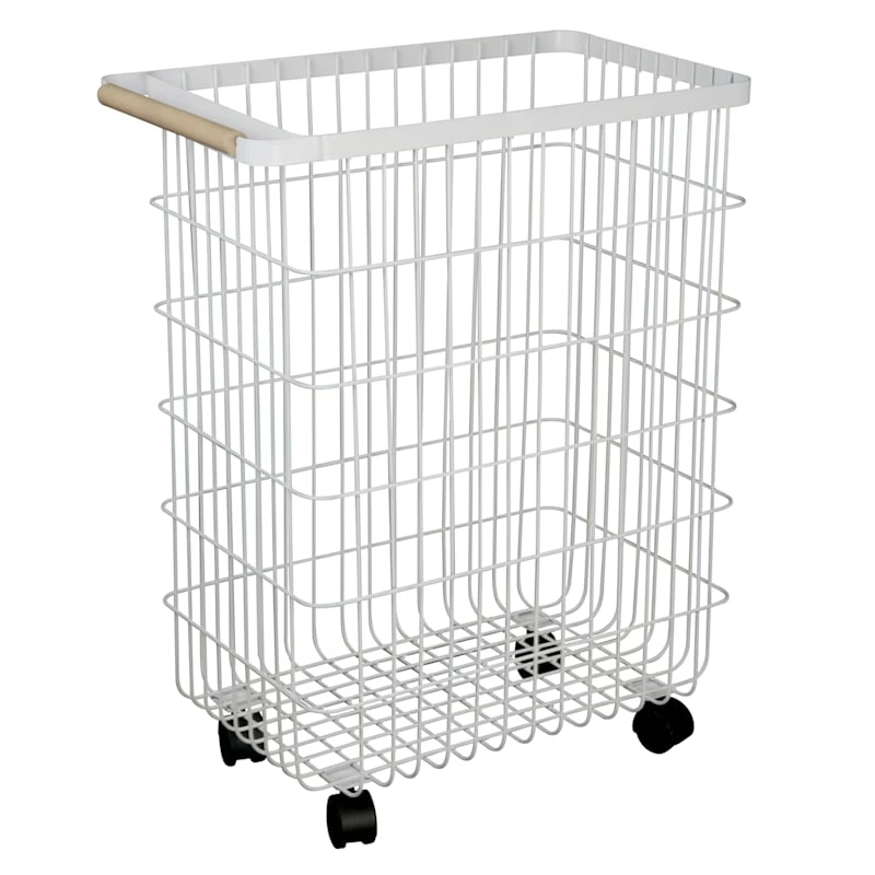 Ty Pennington Nova Slim Metal Rolling Laundry Hamper, White 1 Ty Pennington Nova Slim Metal Rolling Laundry Hamper, White