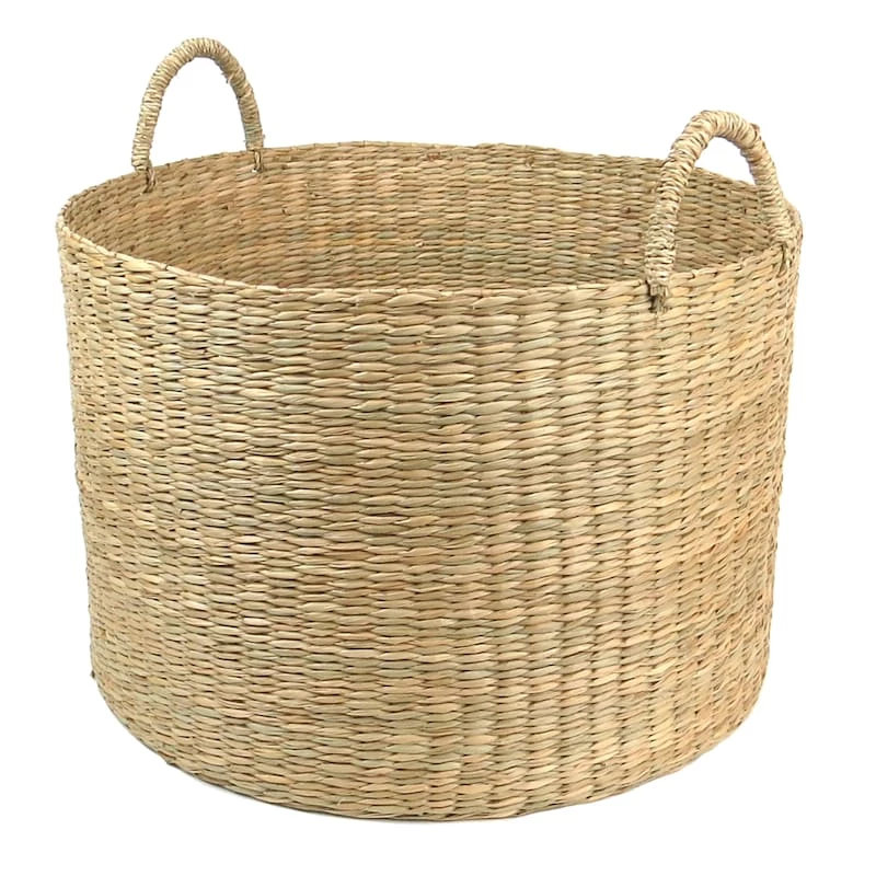 Ty Pennington Round Natural Wicker Basket With Handles, Large 1 Ty Pennington Round Natural Wicker Basket With Handles, Large