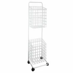 Ty Pennington White Double Hamper Cart