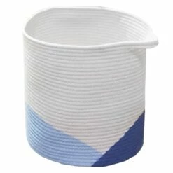 White & Blue Cotton Rope Storage Basket, Small
