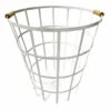 White Metal Basket With Wood Handle