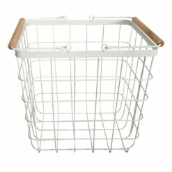 White Metal Wire Bin, 13x16