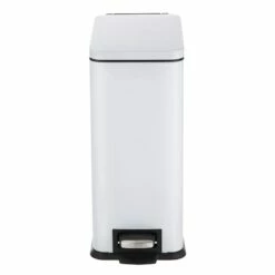 White Rectangle Pedal Bin, 9.7l