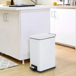 White Rectangle Pedal Bin, 9.7l -comprehensive Shop white rectangle pedal bin 9.7l 6