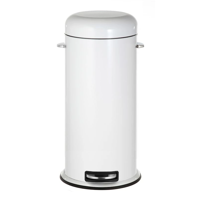 White Round Retro Pedal Bin, 30l 2 White Round Retro Pedal Bin, 30l - Image 2