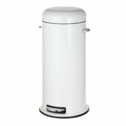 White Round Retro Pedal Bin, 30l