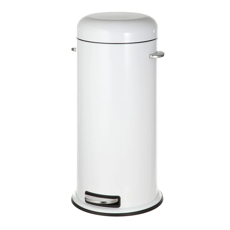 White Round Retro Pedal Bin, 30l 1 White Round Retro Pedal Bin, 30l
