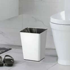 White Stainless Steel Open Top Bin, 11.7l -comprehensive Shop white stainless steel open top bin 11.7l 4