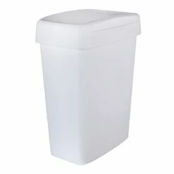 White Storage Rectangle Slim Swing Lid Trash Bin, 50l