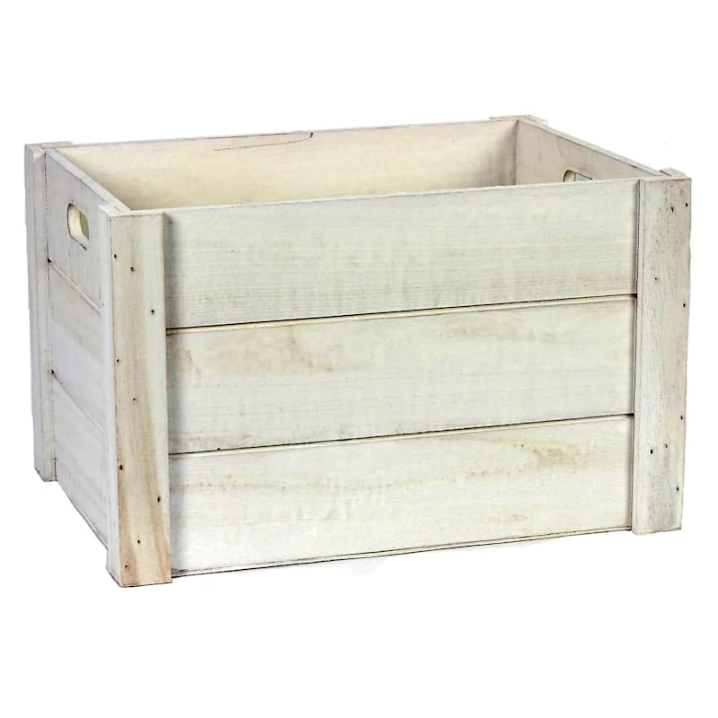 Whitewashed Wooden Pallet Crate, Medium 1 Whitewashed Wooden Pallet Crate, Medium