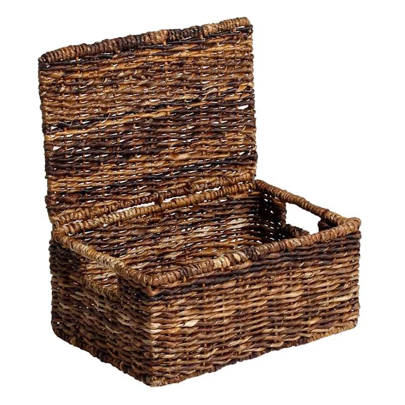 Woven Abaca Storage Basket With Lid, Small 1 Woven Abaca Storage Basket With Lid, Small