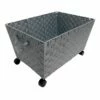 Woven Band Laundry Basket With Wheels, Dark Grey