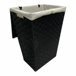 Woven Band Laundry Hamper With Lid & Removable Liner, Black