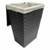 Woven Band Laundry Hamper With Lid & Removable Liner, Light Grey